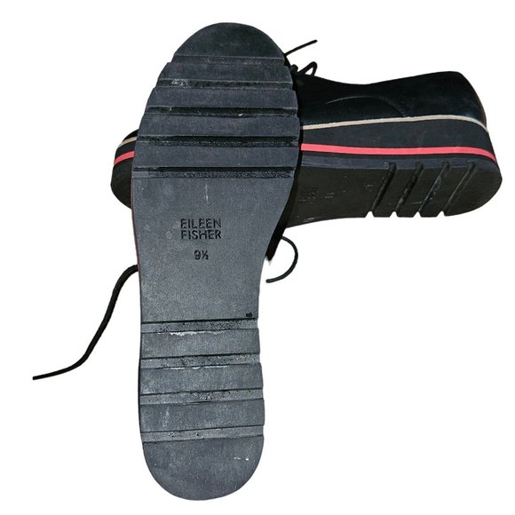 Eileen Fisher Black Leather Eddy Oxford Lace Up Platform Shoes Size 9.5 - Picture 4 of 7